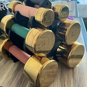 Blogilates dumbbells and stand